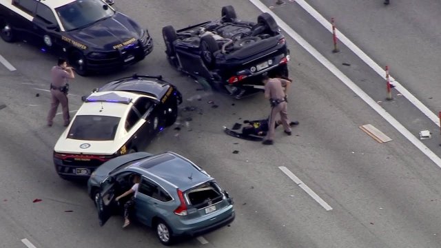 Florida police chase ends with violent rollover crash