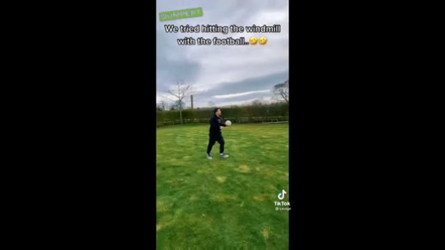 Trying to hit a windmill with a football