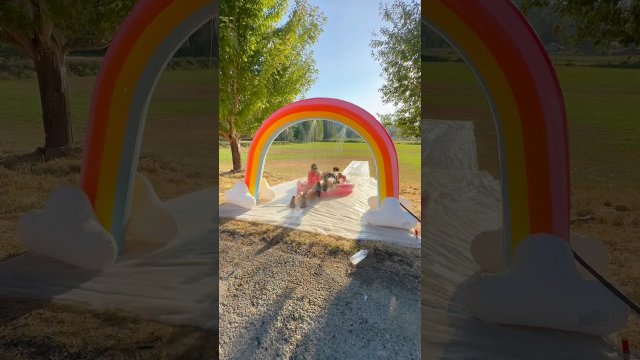 Dad makes the longest slip-n-slide to surprise his kids! [VIDEO]