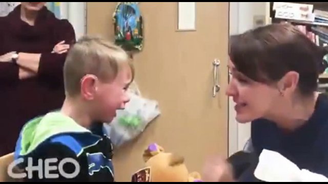 Emotional moment as 4-year-old hears his mom's voice for the first time