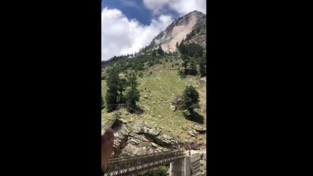 Landslide in Kinnaur. Nature has shown its frightening face