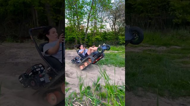 Her first time on the tracked chair [VIDEO]